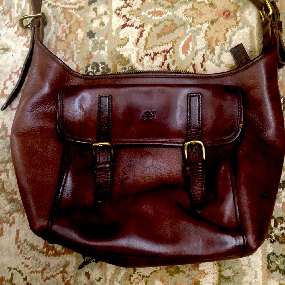 Timberland Brown Leather Messenger Bag
